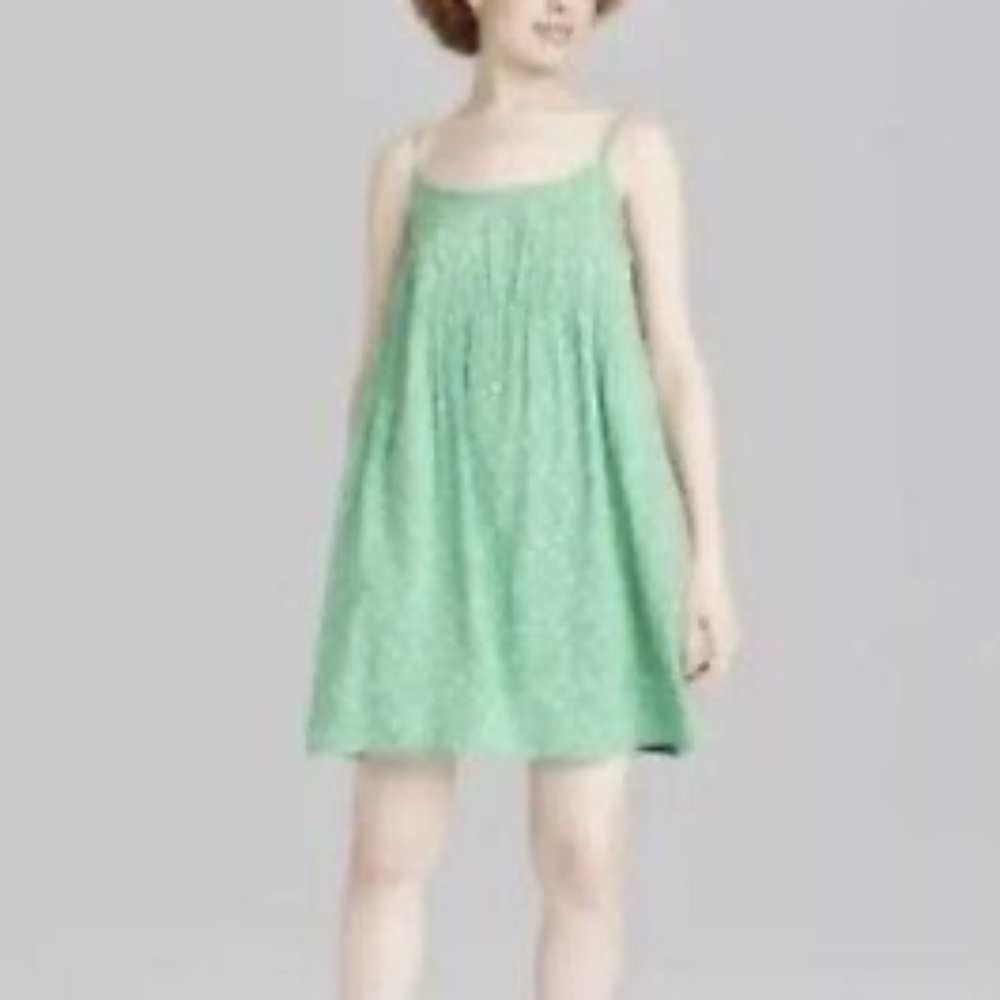 Wild Fable Green Floral Baby Doll Print Dress w/pockets size XS